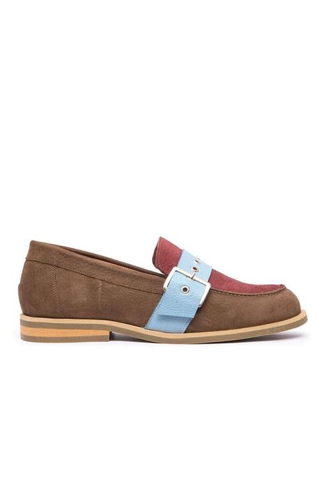 Mocasin Mujer De Cuero Amelia C3 Burdeo Celeste-0