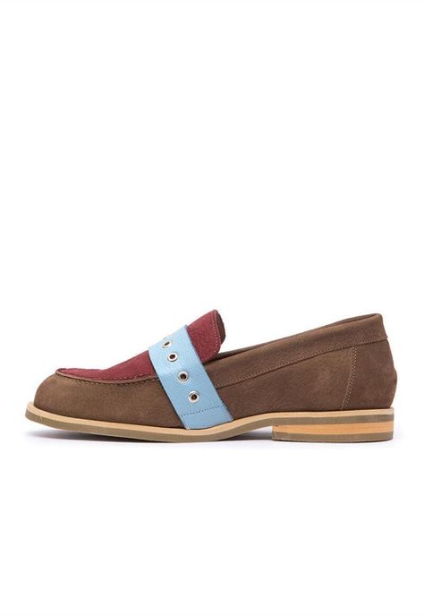 Mocasin Mujer De Cuero Amelia C3 Burdeo Celeste-3