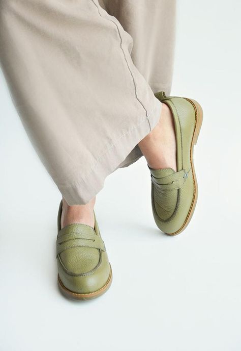 Mocasín Mujer De Cuero Coligue C16 Verde-0