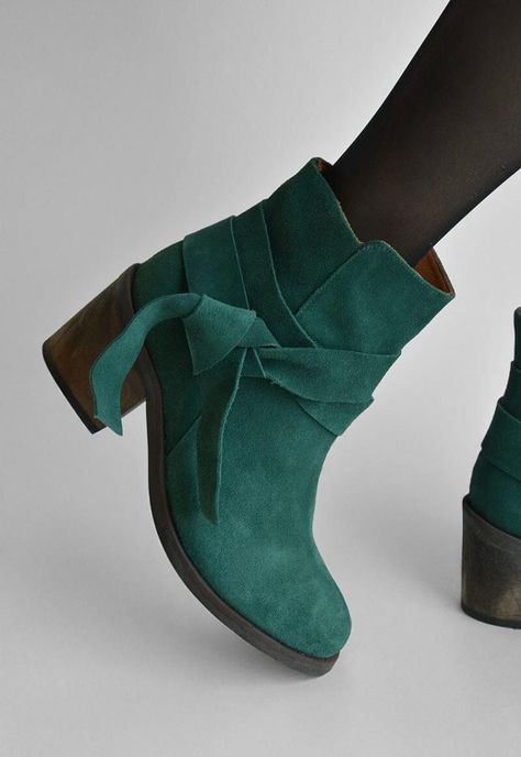 Botin Mujer De Cuero Makira Verde C12-1