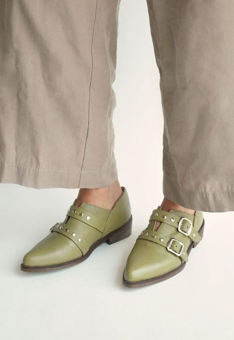 Zapato Mujer De Cuero Juana C3 Verde-4