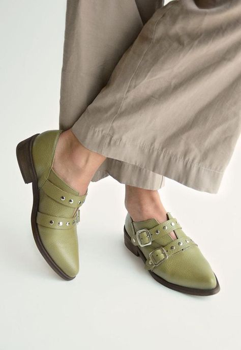 Zapato Mujer De Cuero Juana C3 Verde-6