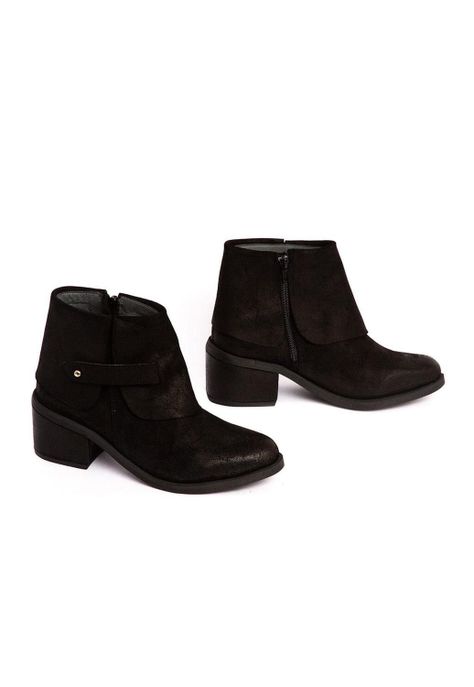 Botin Mujer De Cuero Nadia Negro C1-5