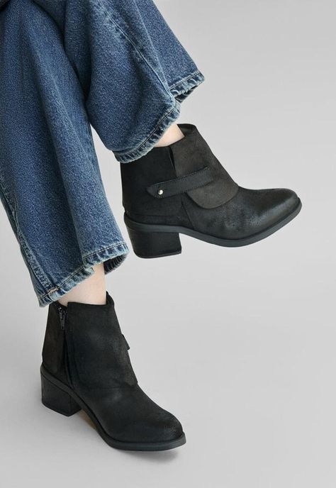 Botin Mujer De Cuero Nadia Negro C1-7