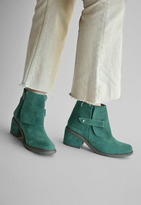 Botin Mujer De Cuero Nadia Verde C3-1