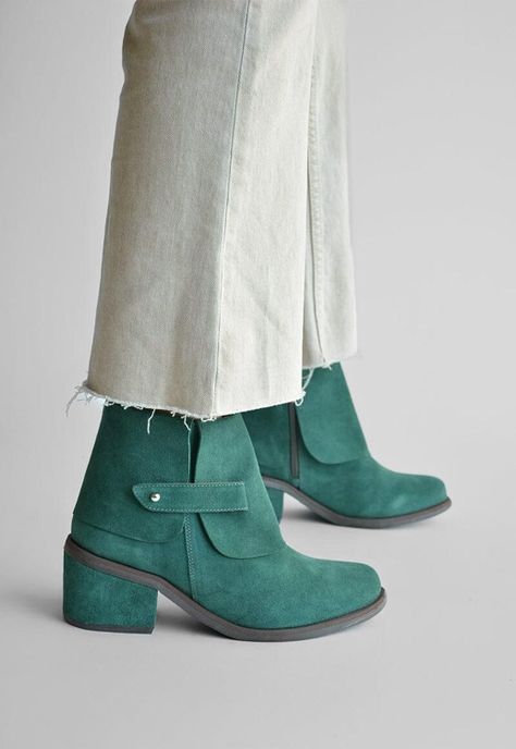Botin Mujer De Cuero Nadia Verde C3-7