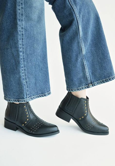Botines Mujer De Cuero Yal C16 Negro -1