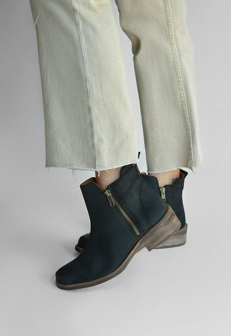 Botin Mujer De Cuero Lena Negro C1-4