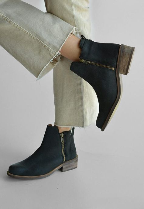 Botin Mujer De Cuero Lena Negro C1-5