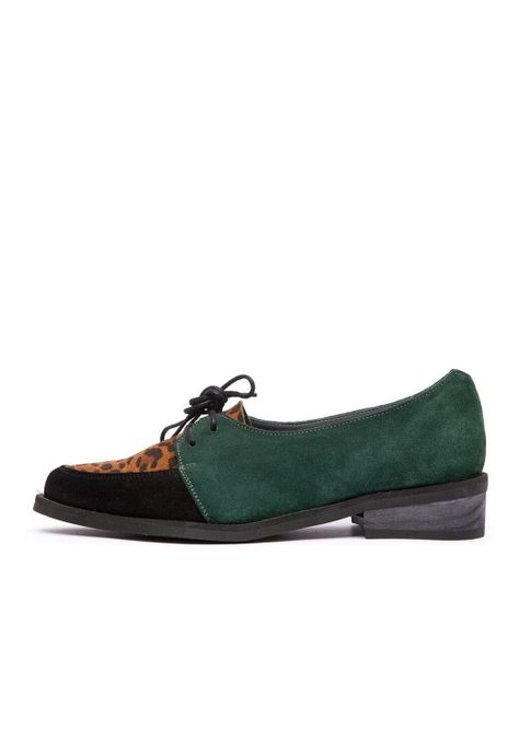 Zapato Mujer De Cuero Indira C1 Verde Print-3