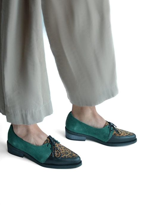 Zapato Mujer De Cuero Indira C1 Verde Print-5