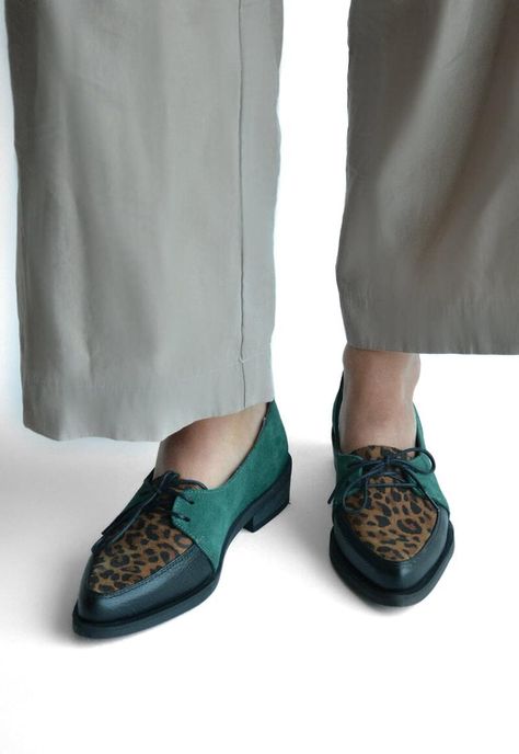 Zapato Mujer De Cuero Indira C1 Verde Print-6