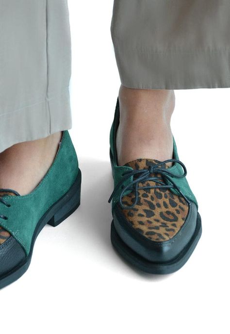 Zapato Mujer De Cuero Indira C1 Verde Print-7