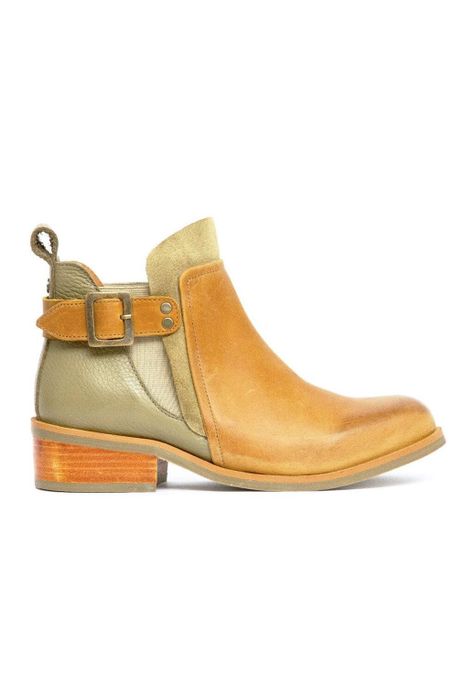 Botin Mujer De Cuero Angu C11 Camel Verde-0
