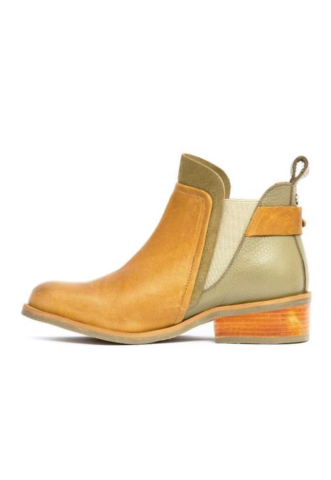 Botin Mujer De Cuero Angu C11 Camel Verde-3