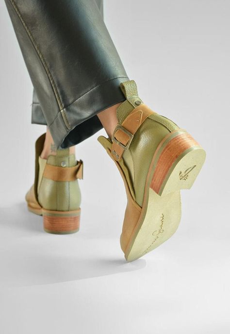 Botin Mujer De Cuero Angu C11 Camel Verde-5