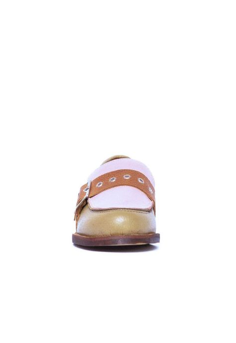 Mocasin Mujer De Cuero Amelia C2 Verde Rosa-2