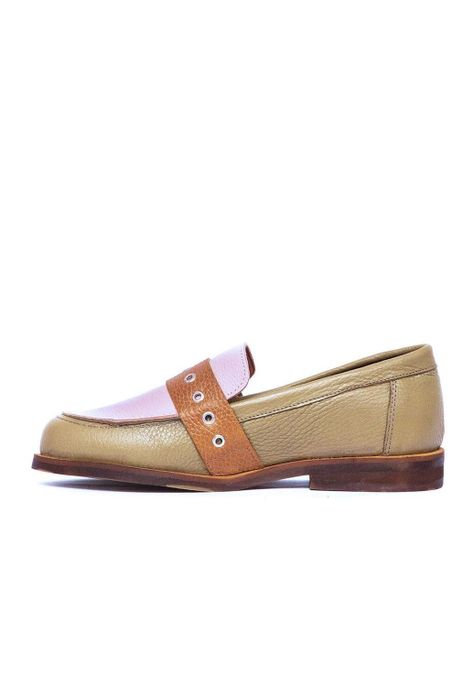 Mocasin Mujer De Cuero Amelia C2 Verde Rosa-3