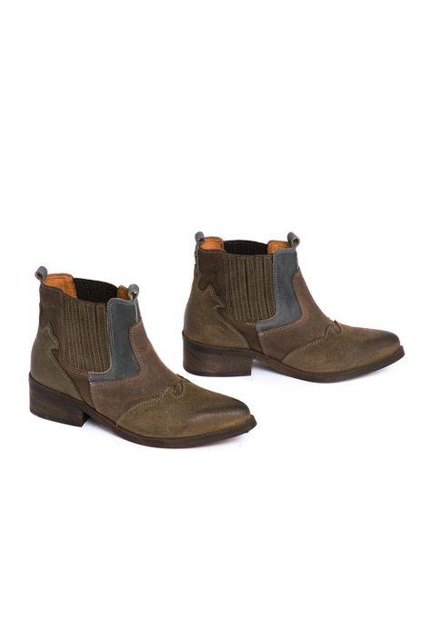 Botin Mujer De Cuero Frida C2 Café Gris-5
