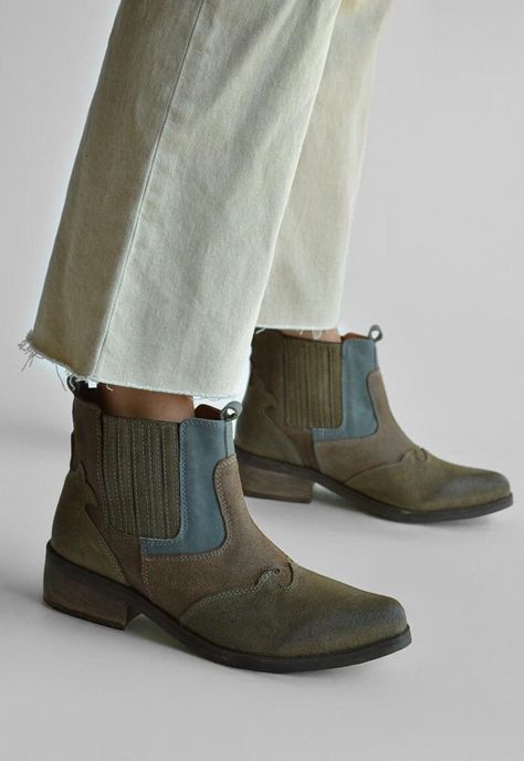 Botin Mujer De Cuero Frida C2 Café Gris-6