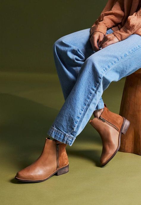 Botin Mujer De Cuero Lena Camel C2-1