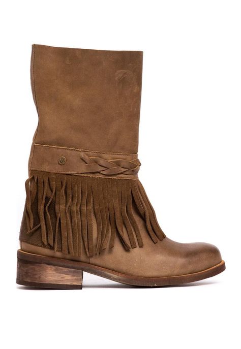Bota Mujer De Cuero Teodora Taupe C2-0