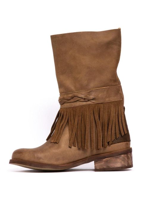 Bota Mujer De Cuero Teodora Taupe C2-3
