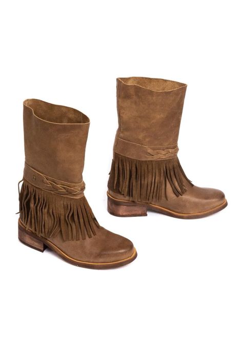 Bota Mujer De Cuero Teodora Taupe C2-5