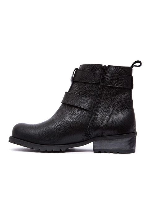 Botin Mujer De Cuero Sally Negro C1-3
