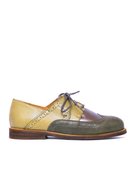 Mocasin Mujer De Cuero Simone C3 Verde Metalico-0