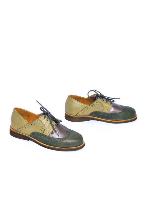 Mocasin Mujer De Cuero Simone C3 Verde Metalico-4