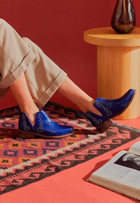 Botin Mujer De Cuero Emilia C7 Azul-1