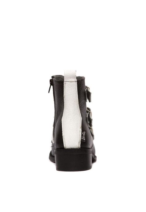 Botin Barbie De Cuero Penny Negro Blanco C1-4