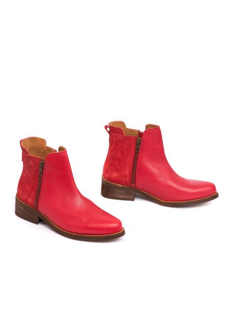 Botin Mujer De Cuero Lena Rojo C4-5