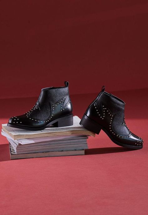 Botines Mujer De Cuero Alca Negro C9-8