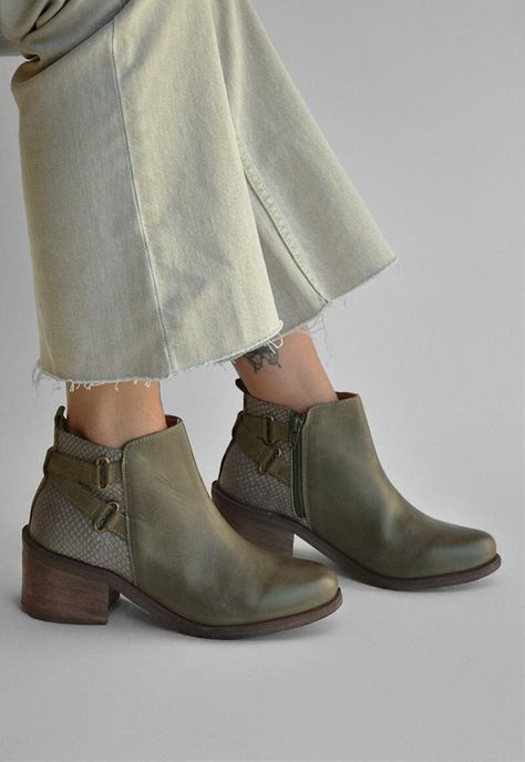 Botin Mujer De Cuero Olga C6 Verde-1