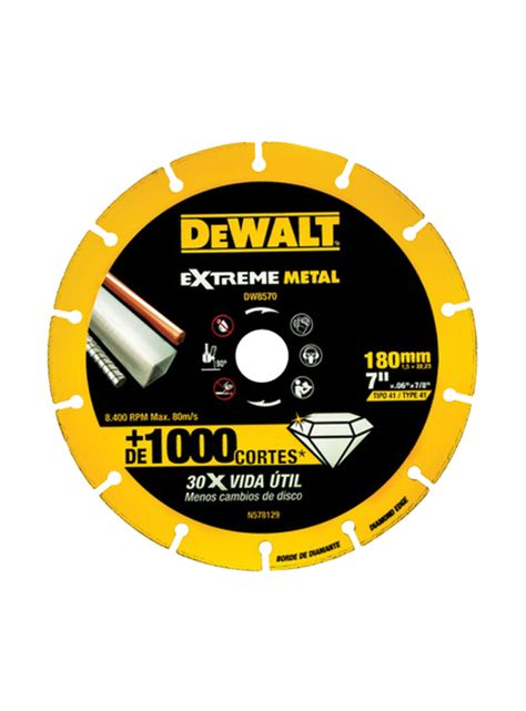 Disco Abrasivo 7" Corte Diamantado Extreme Metal DEWALT DW8570-0