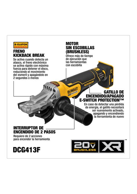 Esmeril Angular cabeza plana 5" 20V DEWALT DCG413FB-B2-3