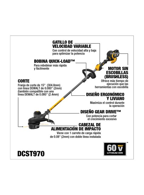Orilladora 60V Sin Carbones y Sin Batería  DCST970B-1
