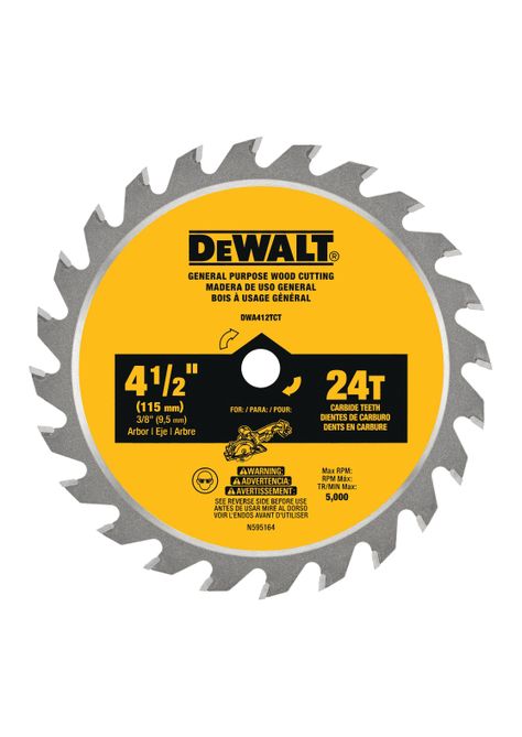 Hoja de sierra circular 4-1/2” 24T DEWALT DWA412TCT-0