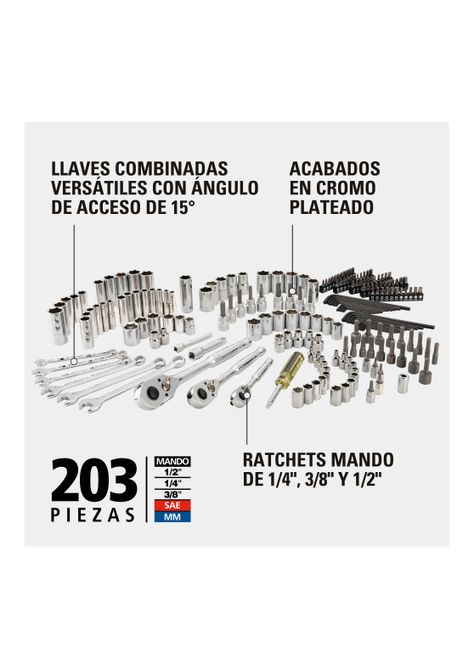 Juego de herramientas mecánicas 203 piezas STANLEY-1