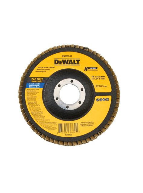 Disco acero inoxidable 4-1/2” grano 40 DEWALT DW8307-BR-0