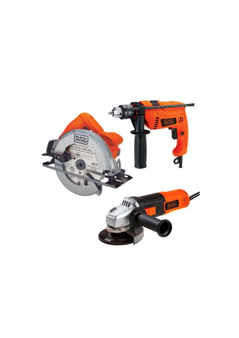 Sierra Circular + Taladro Percutor + Esmeril Angular BLACK+DECKER-0