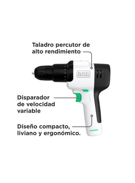 Taladro Percutor reviva™ 12V BLACK+DECKER REVHD12C-B2C-2