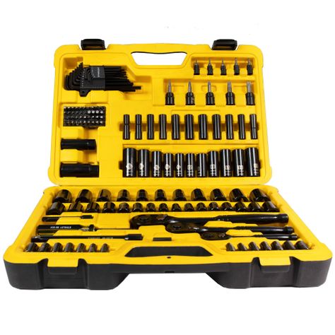 Set Mecánico 150 Piezas Cromado 1/4', 1/2', 3/8'-0