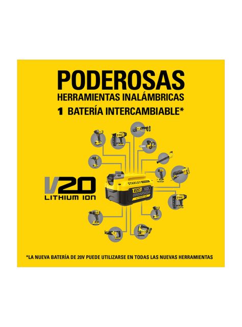 Aspiradora Inalámbrica 20V 1270 L/Min STANLEY SCVS001B-B3-6