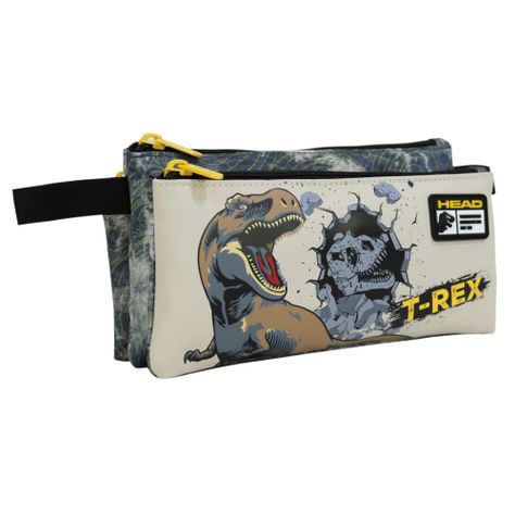 Estuche Infantil Triple Celerio Dino Jurassic Gris Head-0