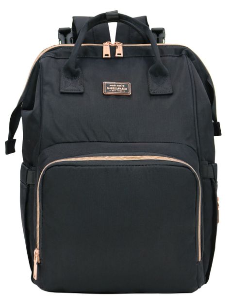 Mochila Bolso Maternal Bumpy Negro Rose Gold Head-1