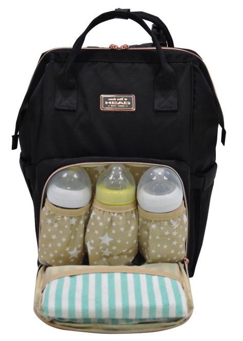 Mochila Bolso Maternal Bumpy Negro Rose Gold Head-2