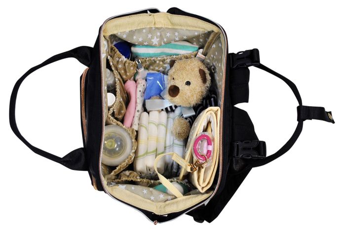 Mochila Bolso Maternal Bumpy Negro Rose Gold Head-3